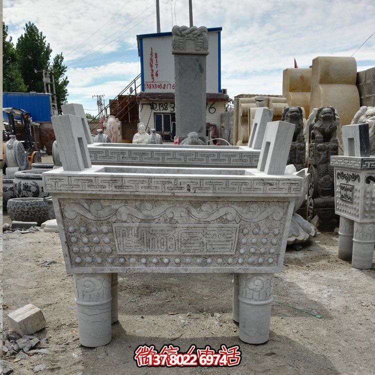大型戶外石雕大理石香爐擺件，為園林景觀增添靈動(dòng)之美