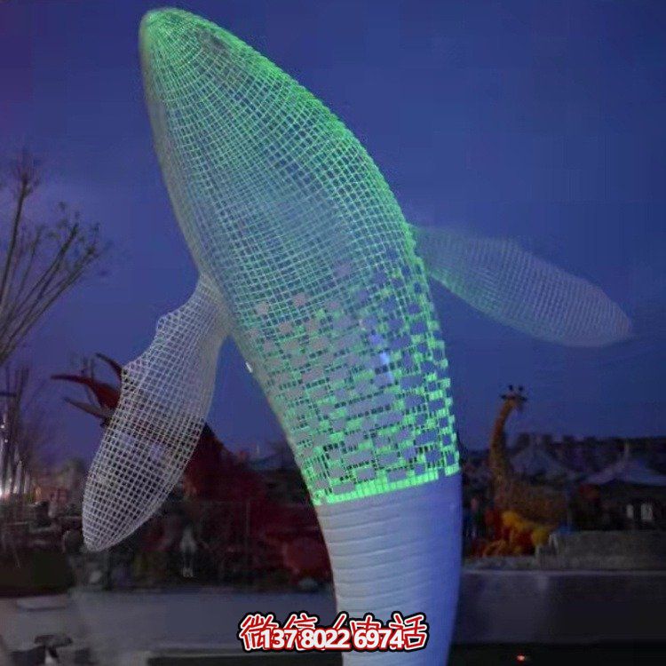 不銹鋼鯨魚雕塑景觀，營造完美空間氛圍