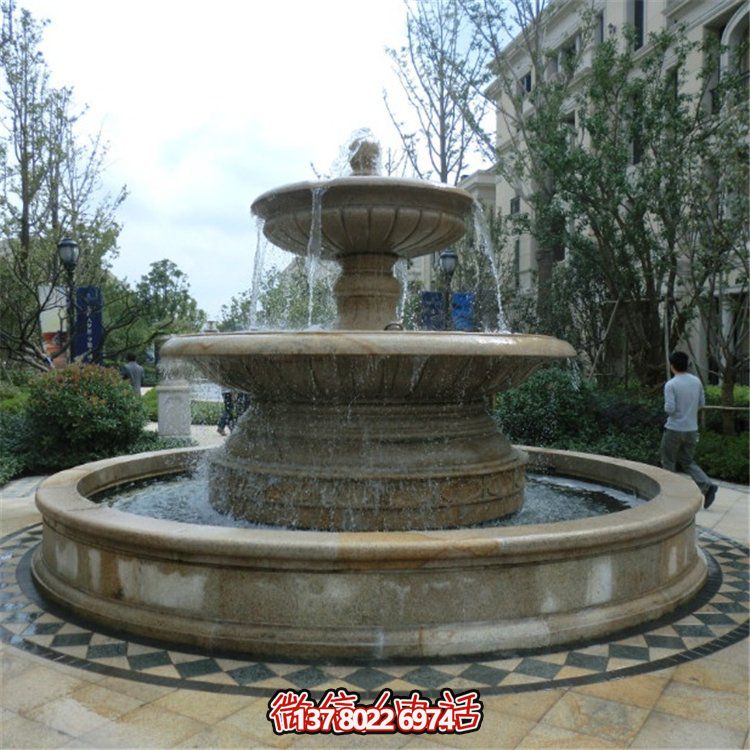 歐式雙層大理石流水噴泉，為小區(qū)增添高貴氣質