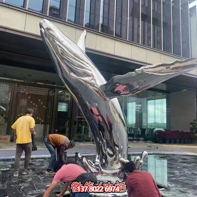 大型不銹鋼鏤空魚類擺件，為戶外水景商場(chǎng)售樓部裝飾
