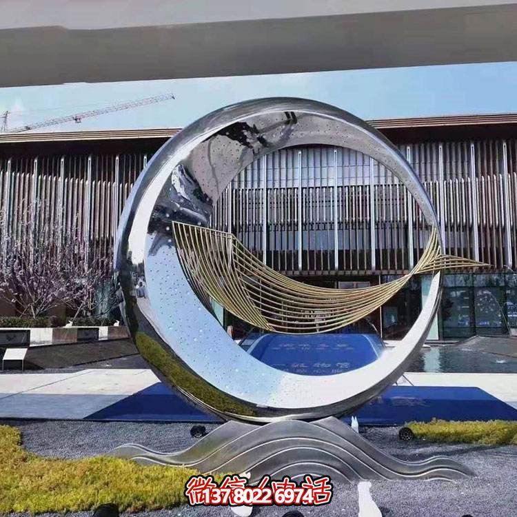 精美不銹鋼圓環(huán)雕塑，給酒店、售樓部帶來流水擺件