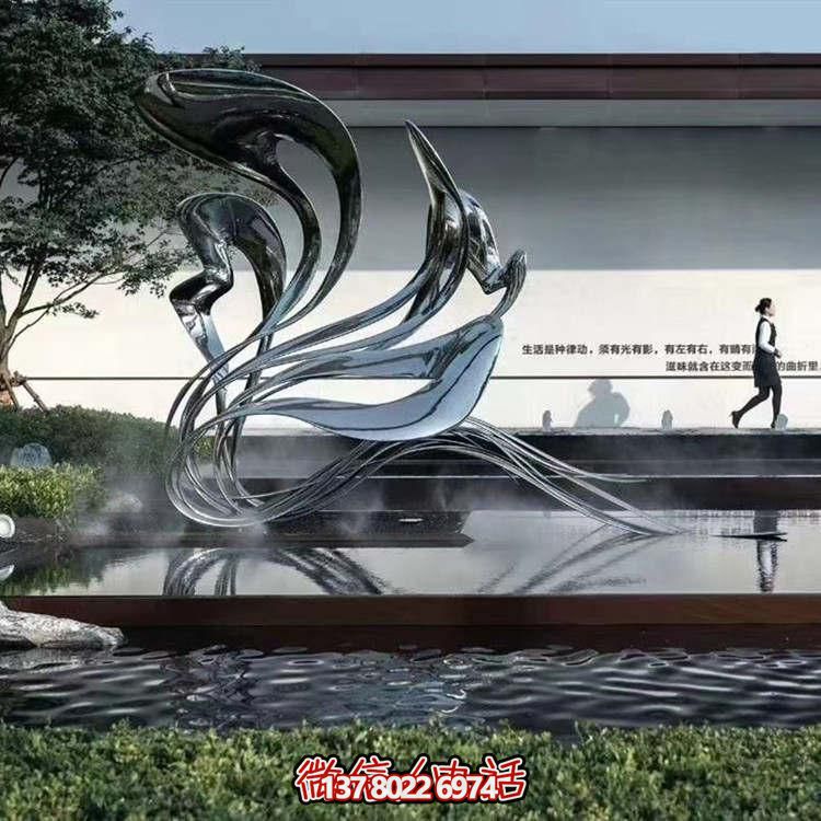 大型不銹鋼抽象雕塑，現(xiàn)代水景景觀創(chuàng)意裝飾