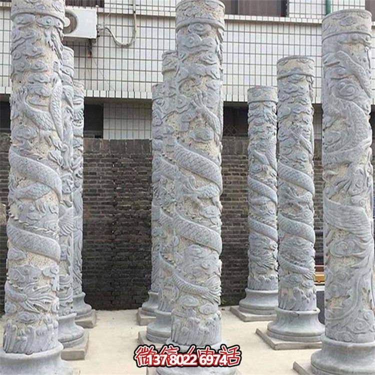 大理石石雕龍柱雕塑，美化戶外景觀