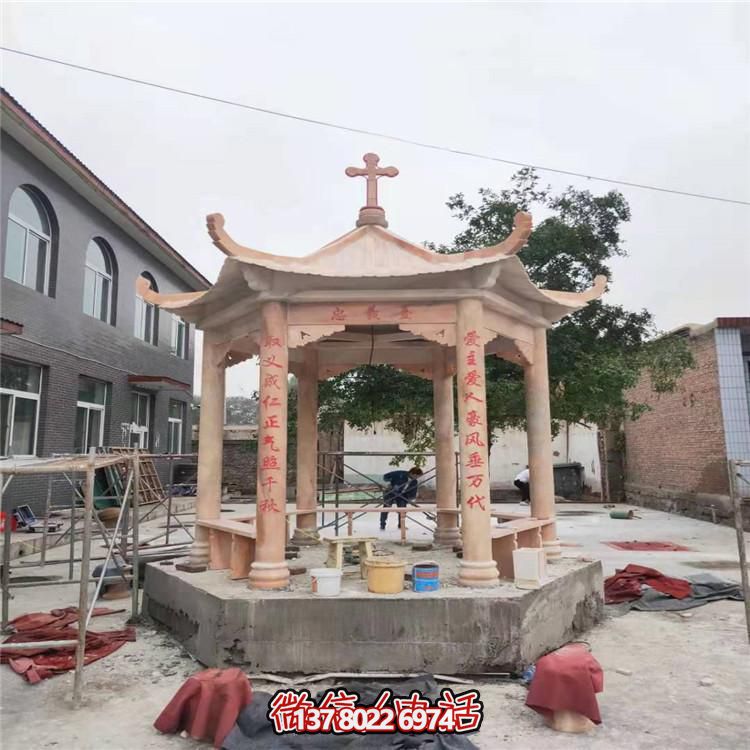 天然大理石涼亭，營造休閑庭院