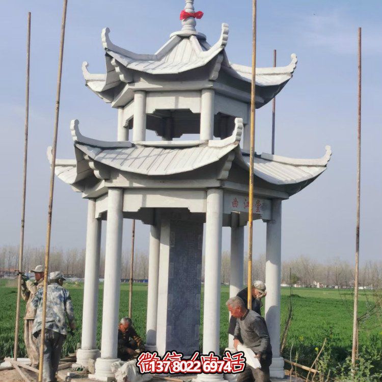 雙層大理石石雕涼亭，點(diǎn)綴家園，打造美麗園林景觀