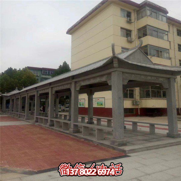 仿古建筑石雕長(zhǎng)廊亭子，打造文化小區(qū)廣場(chǎng)雕塑