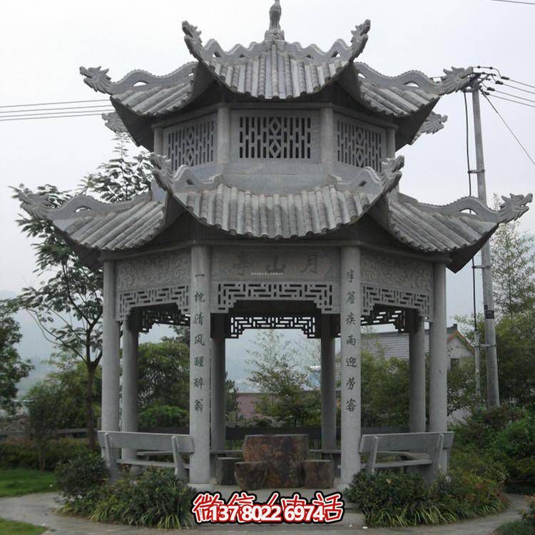 仿古青石涼亭，美觀大方，雕塑精美