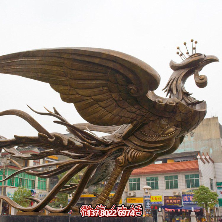 大型鳳凰銅雕擺件，增添廣場(chǎng)氣派