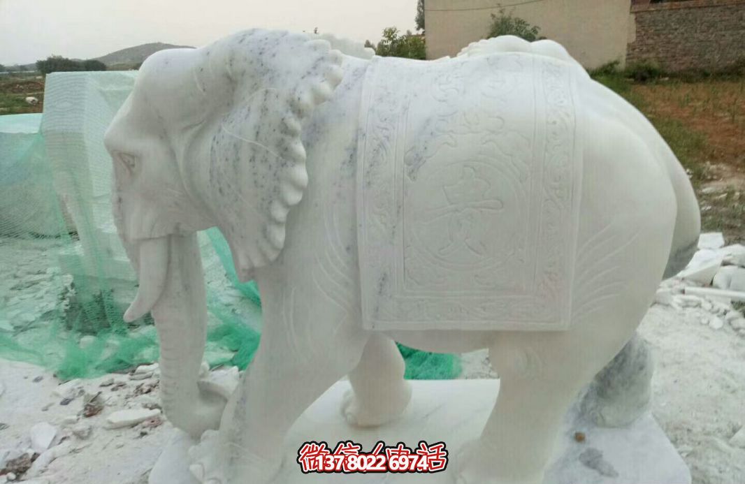經(jīng)典漢白玉大象雕塑，戶外空間創(chuàng)意裝飾
