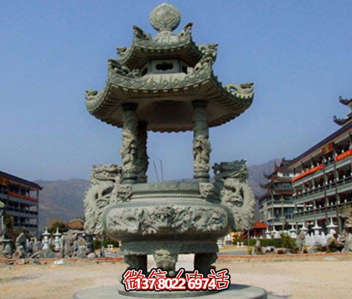 仿古寶蓋龍浮雕香爐，點綴景區(qū)廣場