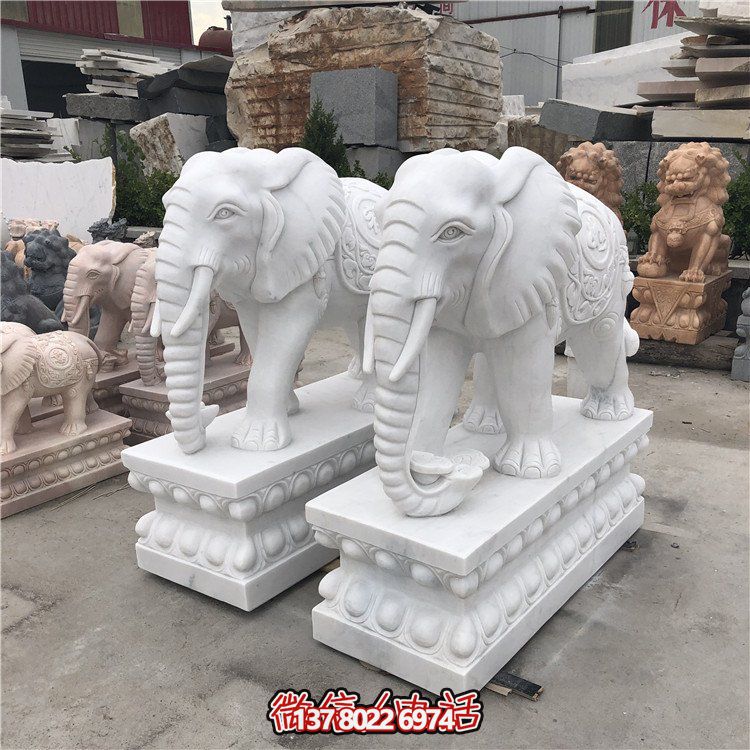 大理石石雕大型動(dòng)物雕塑，點(diǎn)綴庭院別墅門口