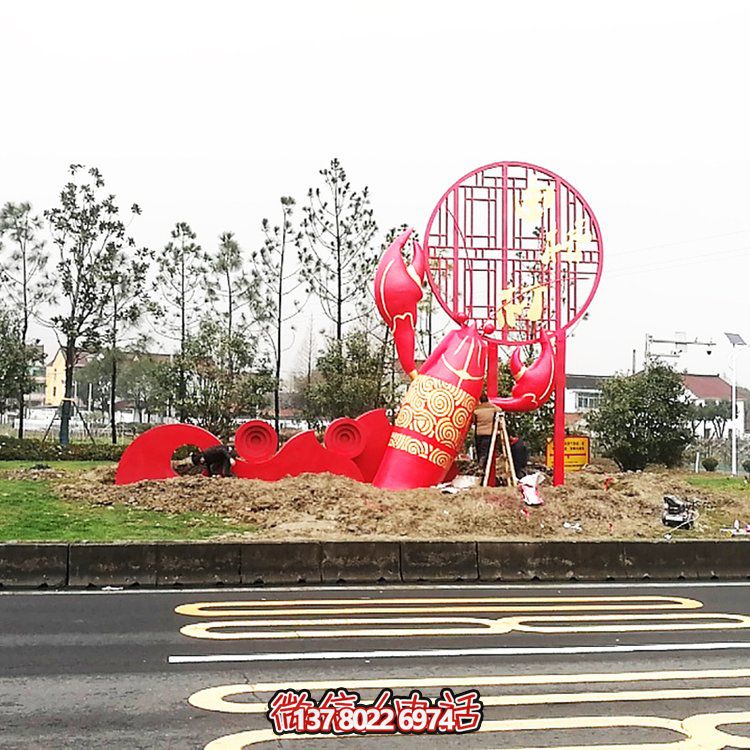 大型玻璃鋼龍蝦模型雕塑，裝飾城市街道邊