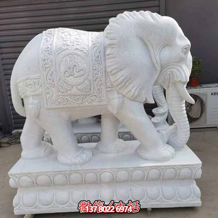 漢白玉雕塑藝術(shù)，景觀裝置招財(cái)大象