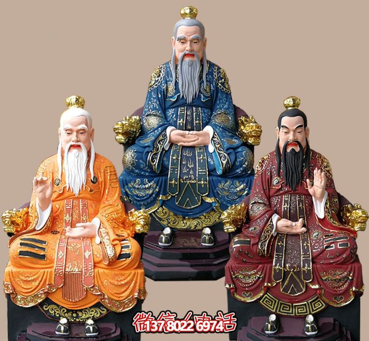 玻璃鋼老子三清尊神佛像，精美彩繪全景展示梵形神寶君