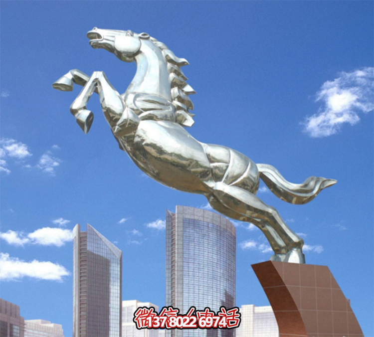 不銹鋼馬兒雕塑，鏡面騰空的馬兒雕塑，企業(yè)精神標識標志