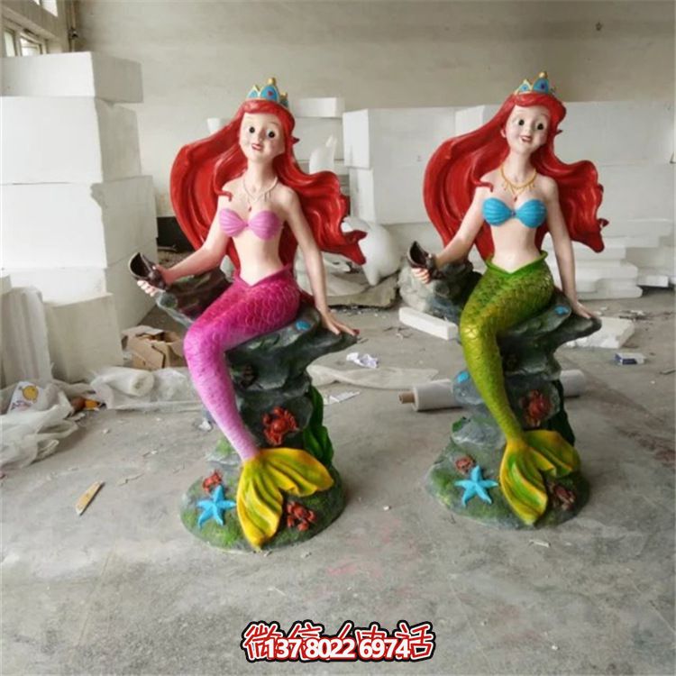 公園擺放的坐著的玻璃鋼彩繪美人魚(yú)雕塑 公園擺放的坐著的玻璃鋼彩繪美人魚(yú)雕塑